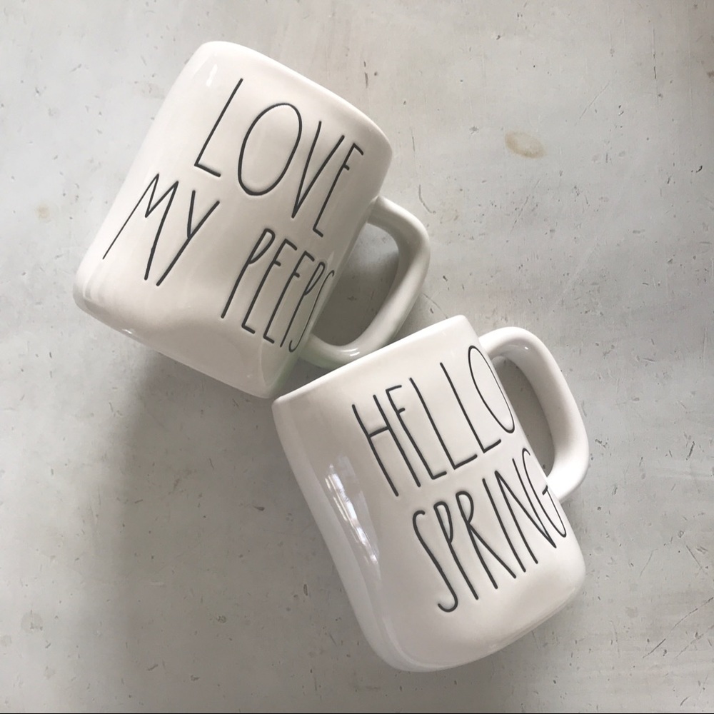Rae Dunn Hello Spring Love My Peeps mug set